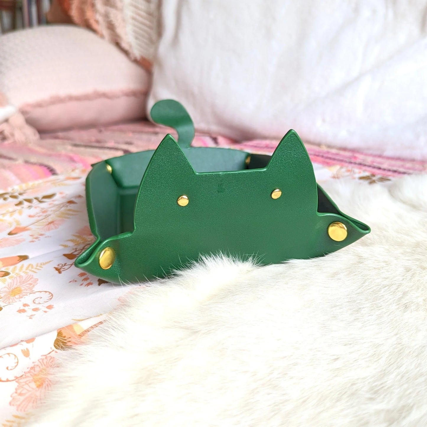 Cat Dice Rolling Tray - Emerald