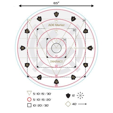 ENHANCE Tabletop RPGs 30ft Spell AoE Damage Template - The Fourth Place