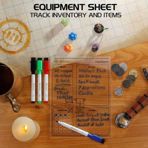 ENHANCE Tabletop RPGs Acrylic Character Sheet Set - The Fourth Place