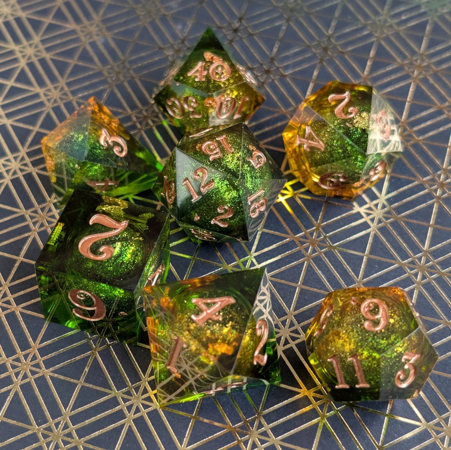 Forest - 7-Piece Liquid Core Sharp Edge Dice Set