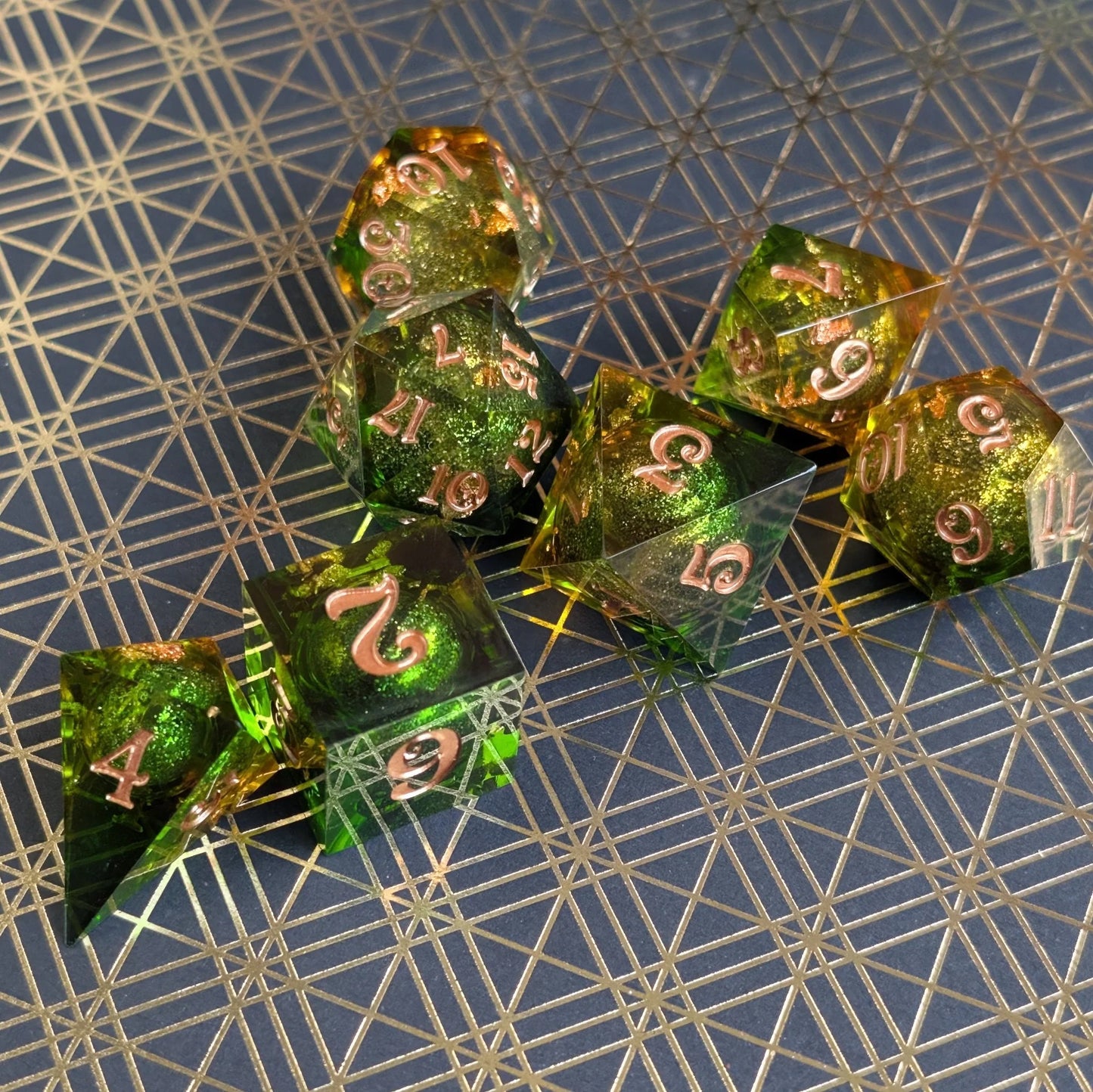 Forest - 7-Piece Liquid Core Sharp Edge Dice Set