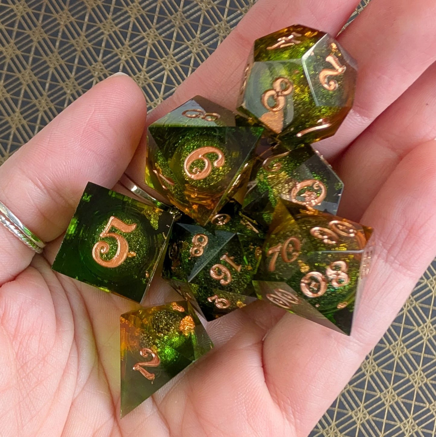 Forest - 7-Piece Liquid Core Sharp Edge Dice Set