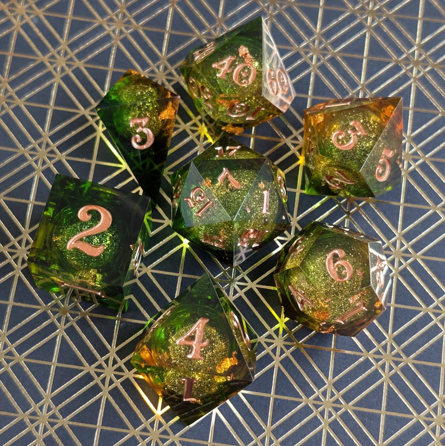 Forest - 7-Piece Liquid Core Sharp Edge Dice Set