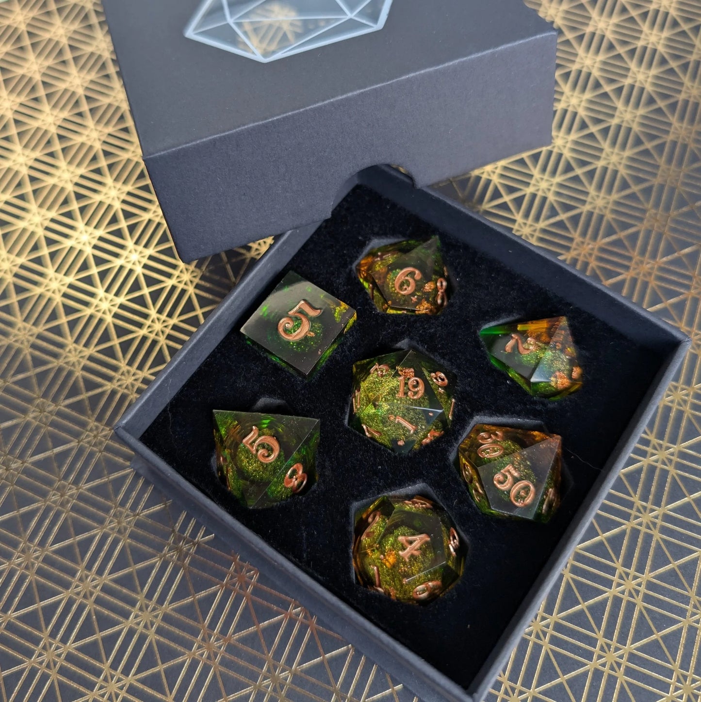 Forest - 7-Piece Liquid Core Sharp Edge Dice Set