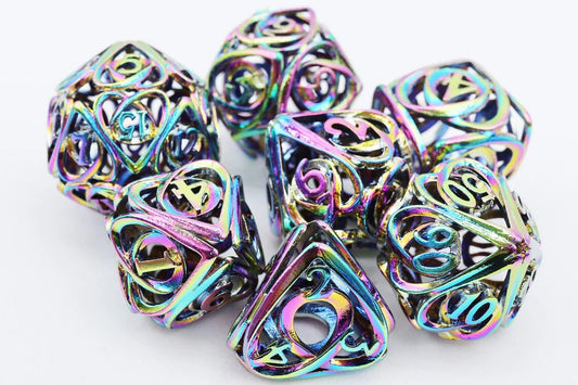 HOLLOW HEARTS: BURNT OPAL - METAL RPG DICE SET - The Fourth Place