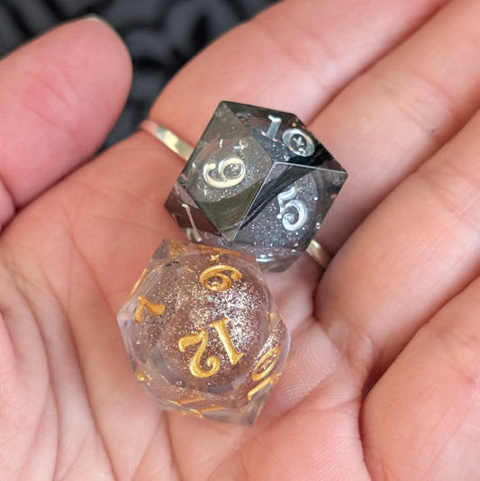 Hope and Fear Feather Inclusion - Sharp Edge Rhombic Liquid Core D12 Set