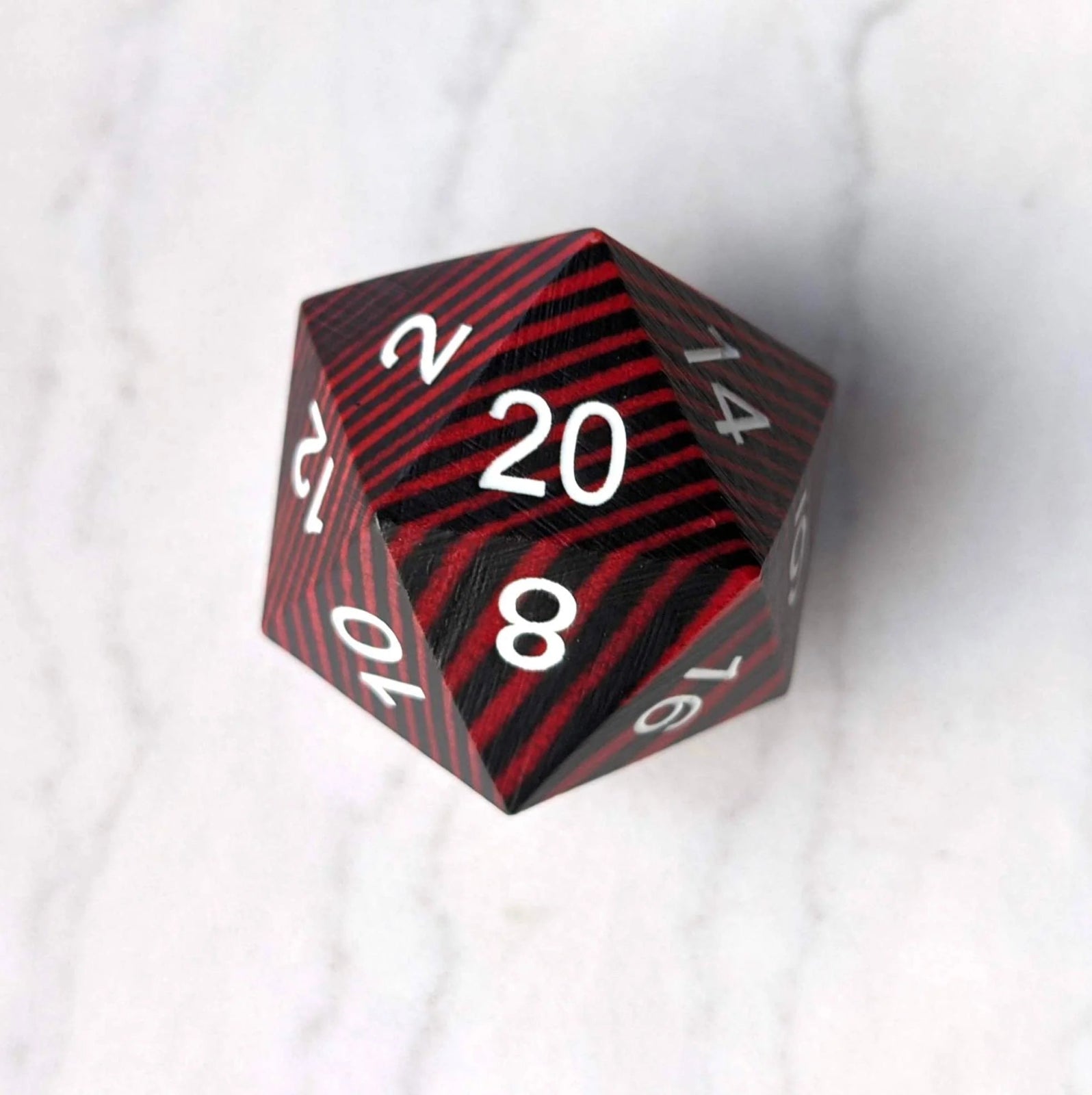 Large Wood D20 Wooden Die (Red and Black) - The Fourth Place