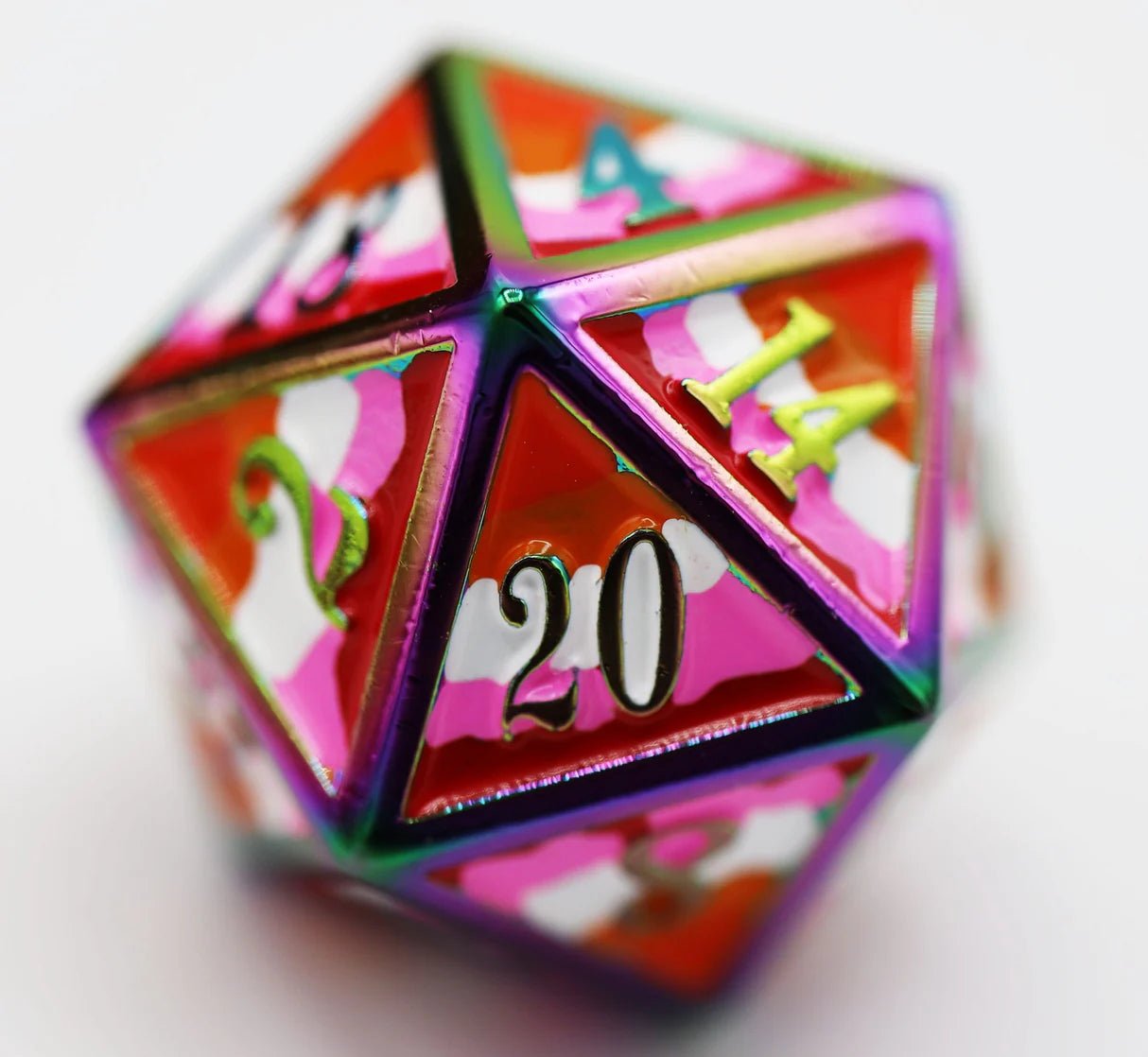 Lesbian Pride Flag - Metal RPG Dice Set - The Fourth Place
