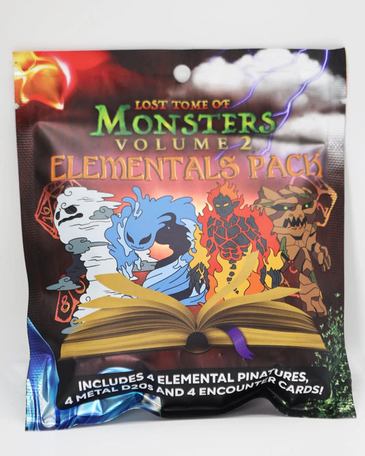 Lost Tome of Monsters Volume 2 Elementals Pack (Pinatures, Metal d20s, and cards) - The Fourth Place