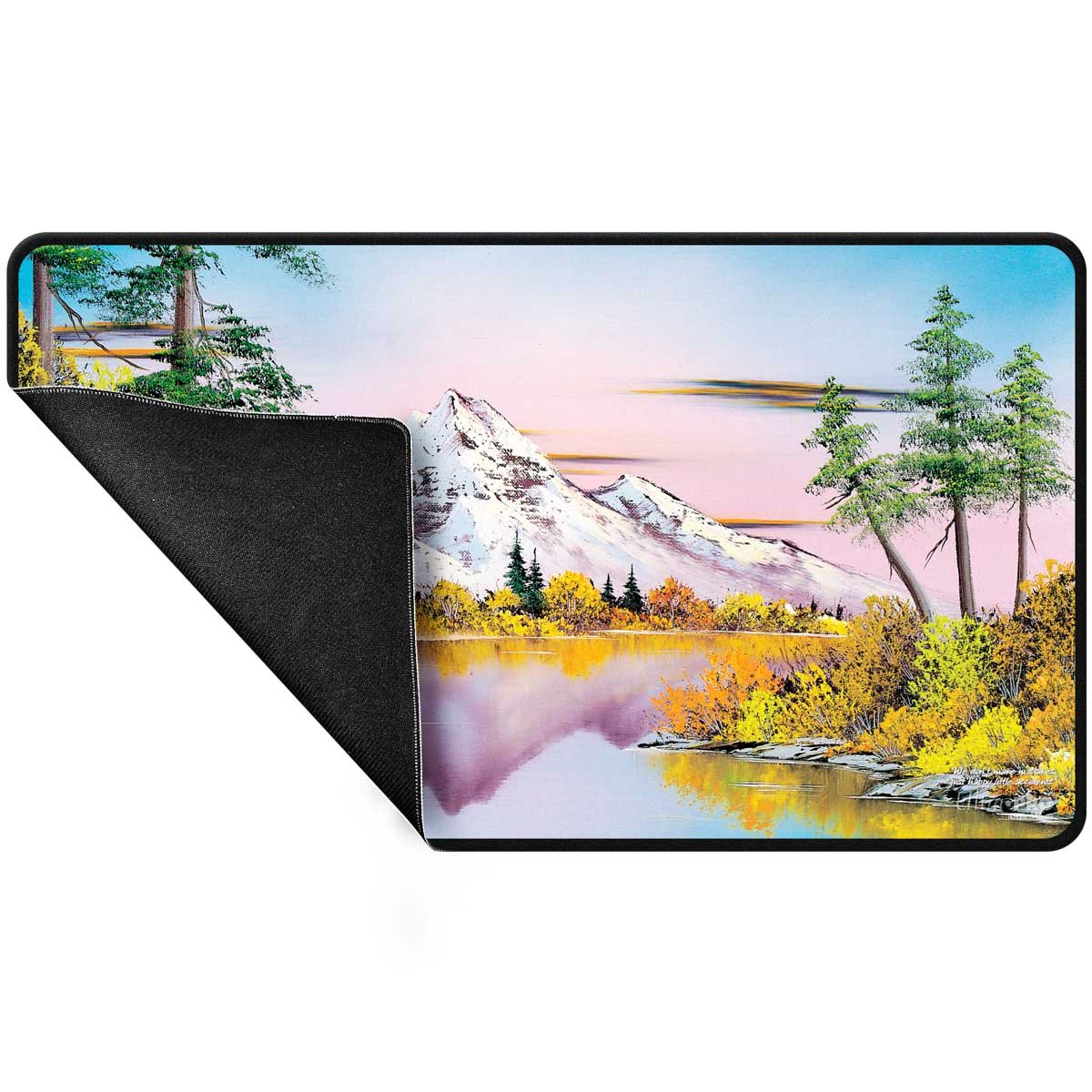 Mighty Mountain Lake, Black Stitched - Bob Ross Playmat - The Fourth Place