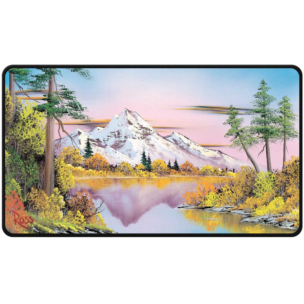Mighty Mountain Lake, Black Stitched - Bob Ross Playmat - The Fourth Place