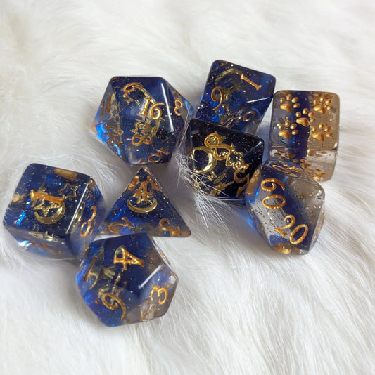 Moon and Stars - 7 Piece Dice Set - The Fourth Place