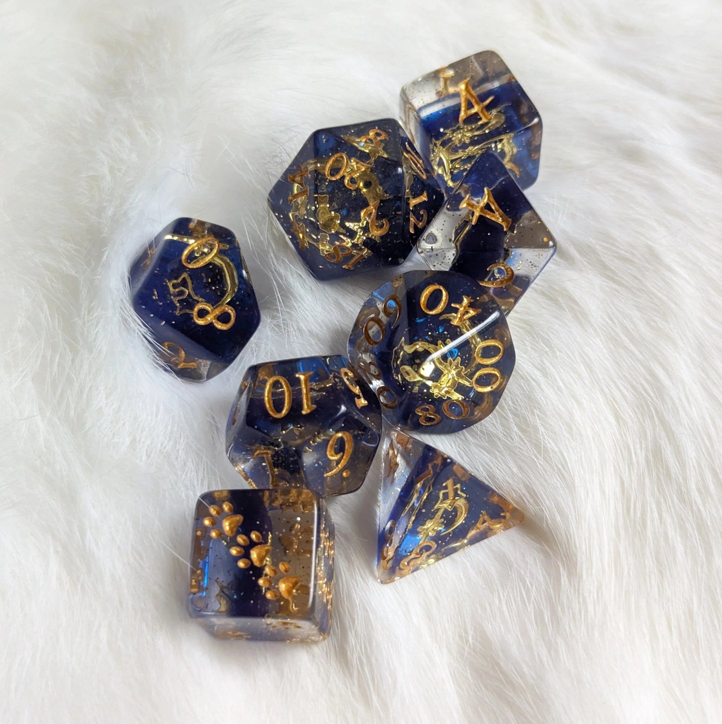 Moon and Stars - 7 Piece Dice Set - The Fourth Place