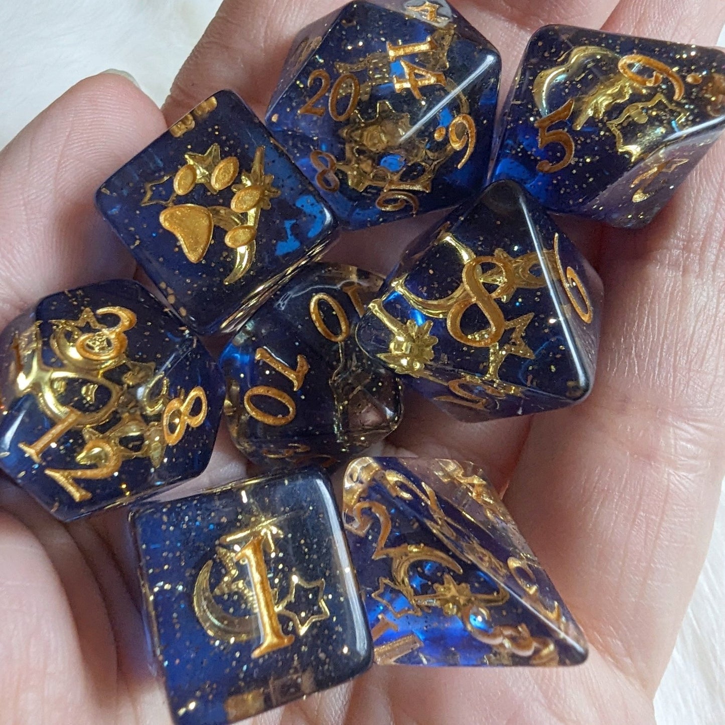 Moon and Stars - 7 Piece Dice Set - The Fourth Place