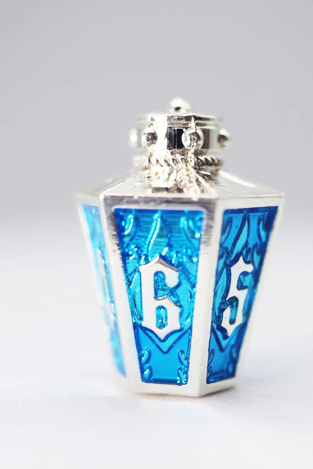 Moonlit Lantern: Silvered Frostfire - Metal RPG Dice Set - The Fourth Place