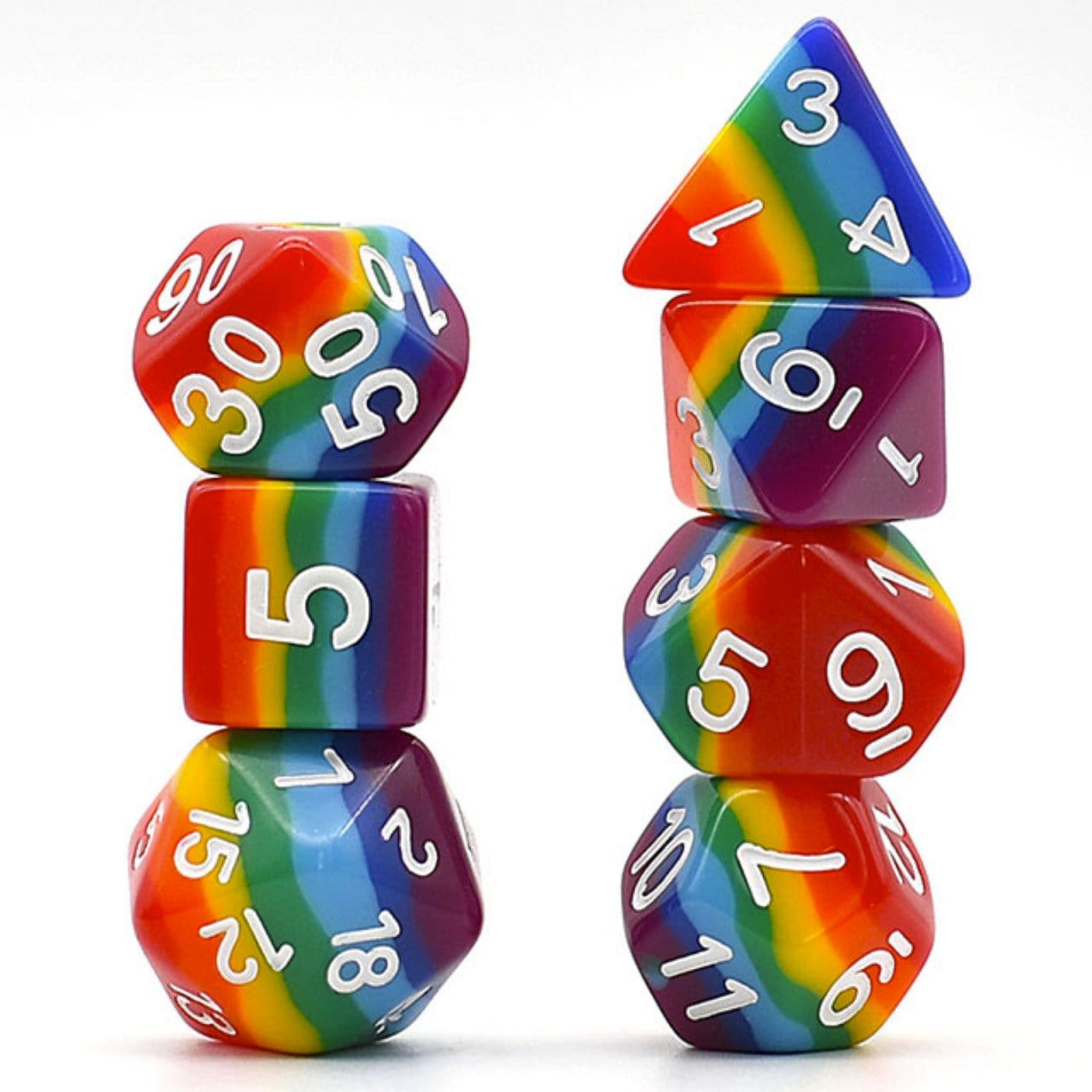 Opaque Rainbow Layer RPG Dice Set - The Fourth Place