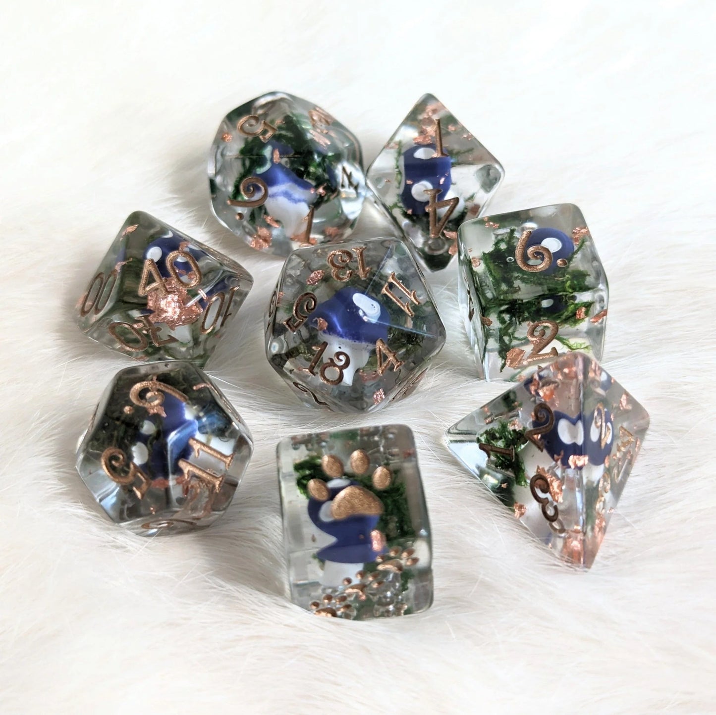 Purple Mushrooms and Moss - 8-Piece Dice Set