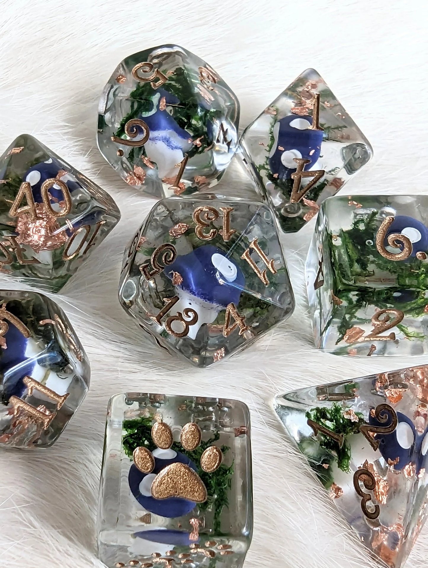 Purple Mushrooms and Moss - 8-Piece Dice Set