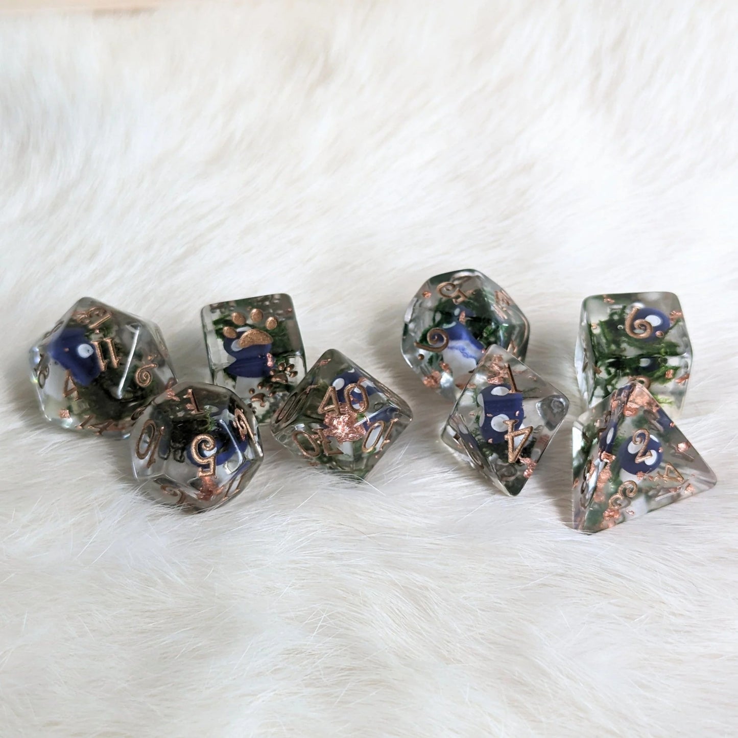 Purple Mushrooms and Moss - 8-Piece Dice Set