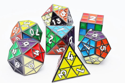 Puzzle Cube: Midnight - Metal RPG Dice Set - The Fourth Place
