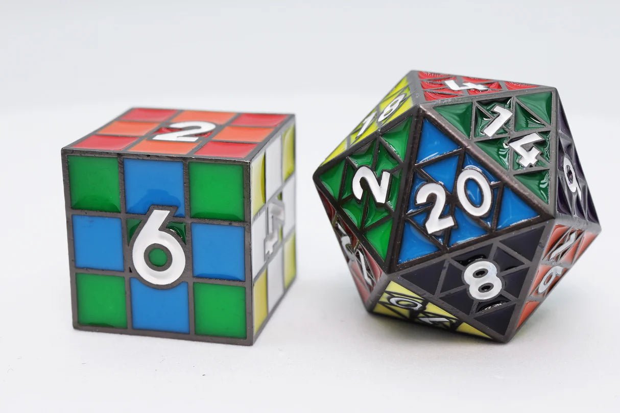 Puzzle Cube: Midnight - Metal RPG Dice Set - The Fourth Place