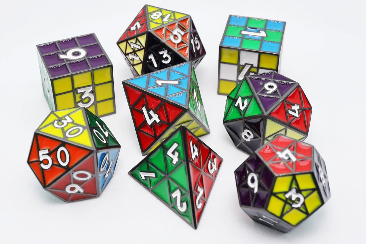 Puzzle Cube: Midnight - Metal RPG Dice Set - The Fourth Place