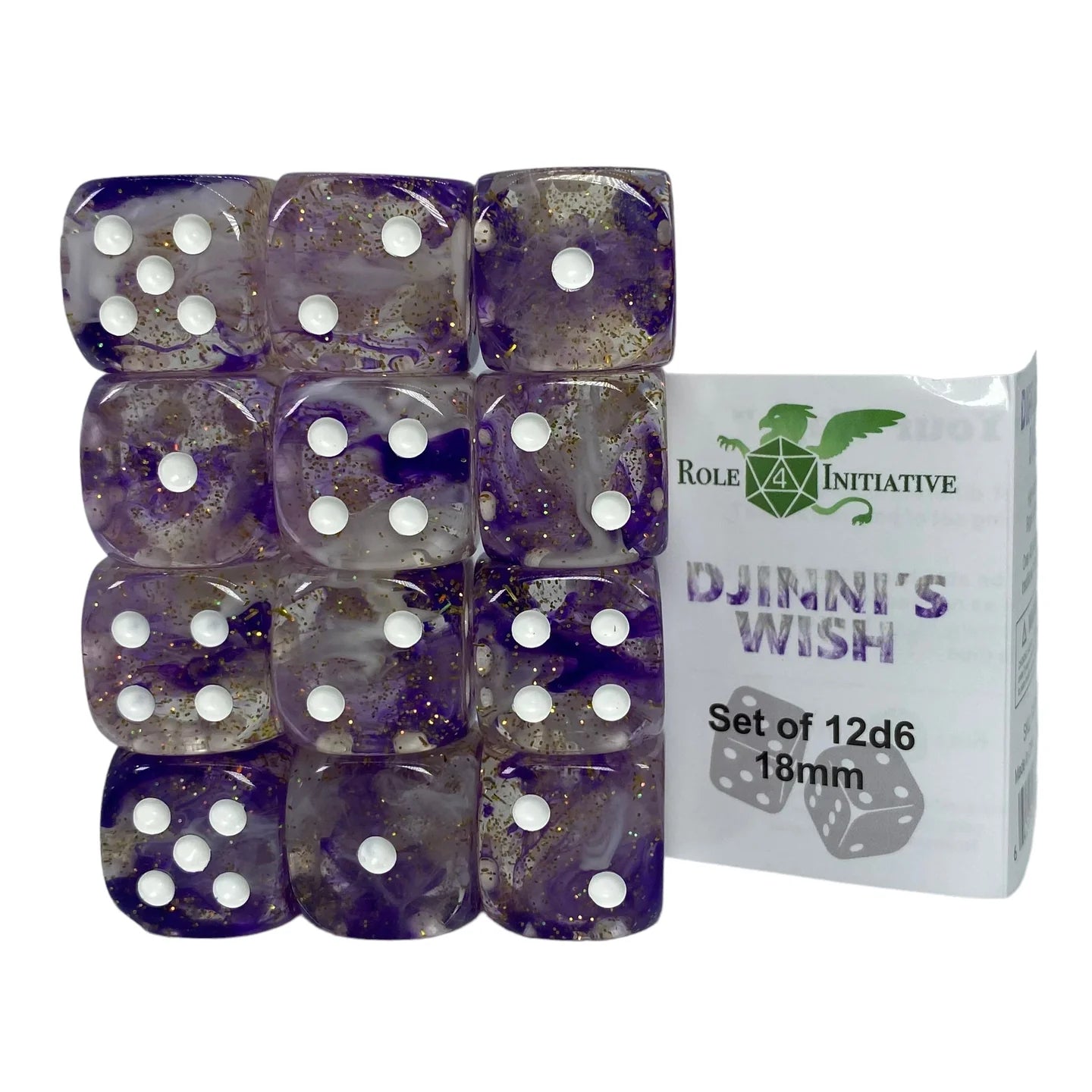 Set of 12d6 pip (18mm): Diffusion Djinni's Wish - The Fourth Place