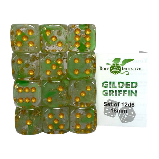 Set of 12d6 pip (18mm): Diffusion Gilded Griffin - The Fourth Place