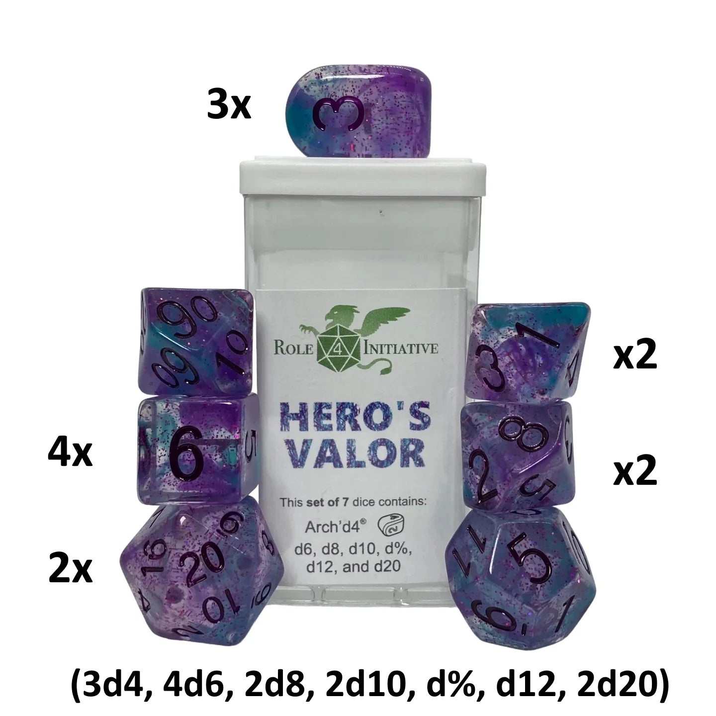 Set of 15 dice w/ Arch'd4: Diffusion Hero's Valor - The Fourth Place