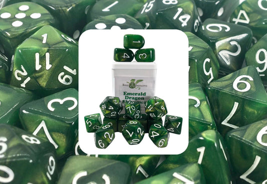 Set of 15 dice w/ Arch'd4: Emerald Dragon Shimmer - The Fourth Place