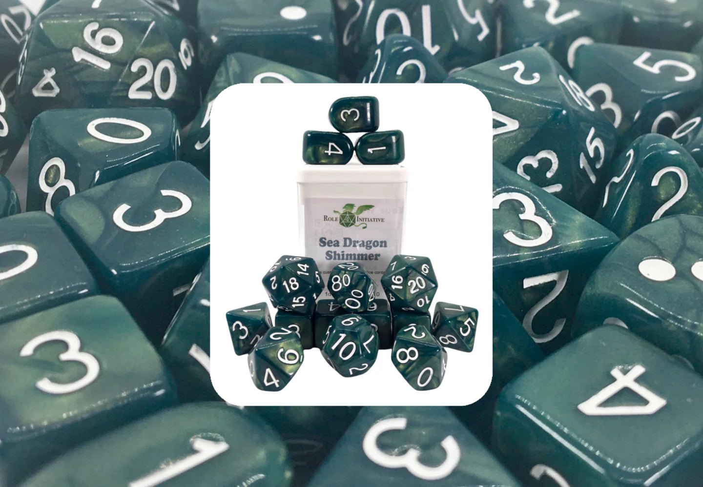 Set of 15 dice w/ Arch'd4: Sea Dragon Shimmer - The Fourth Place