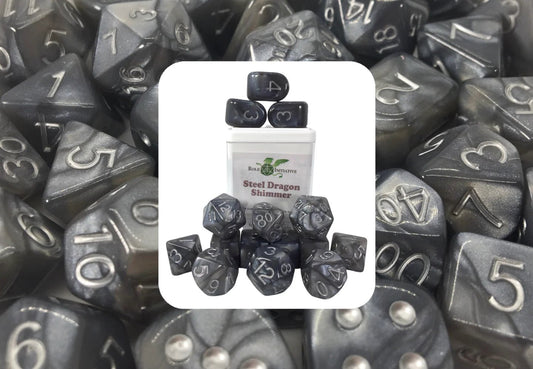 Set of 15 dice w/ Arch'd4: Steel Dragon Shimmer - The Fourth Place