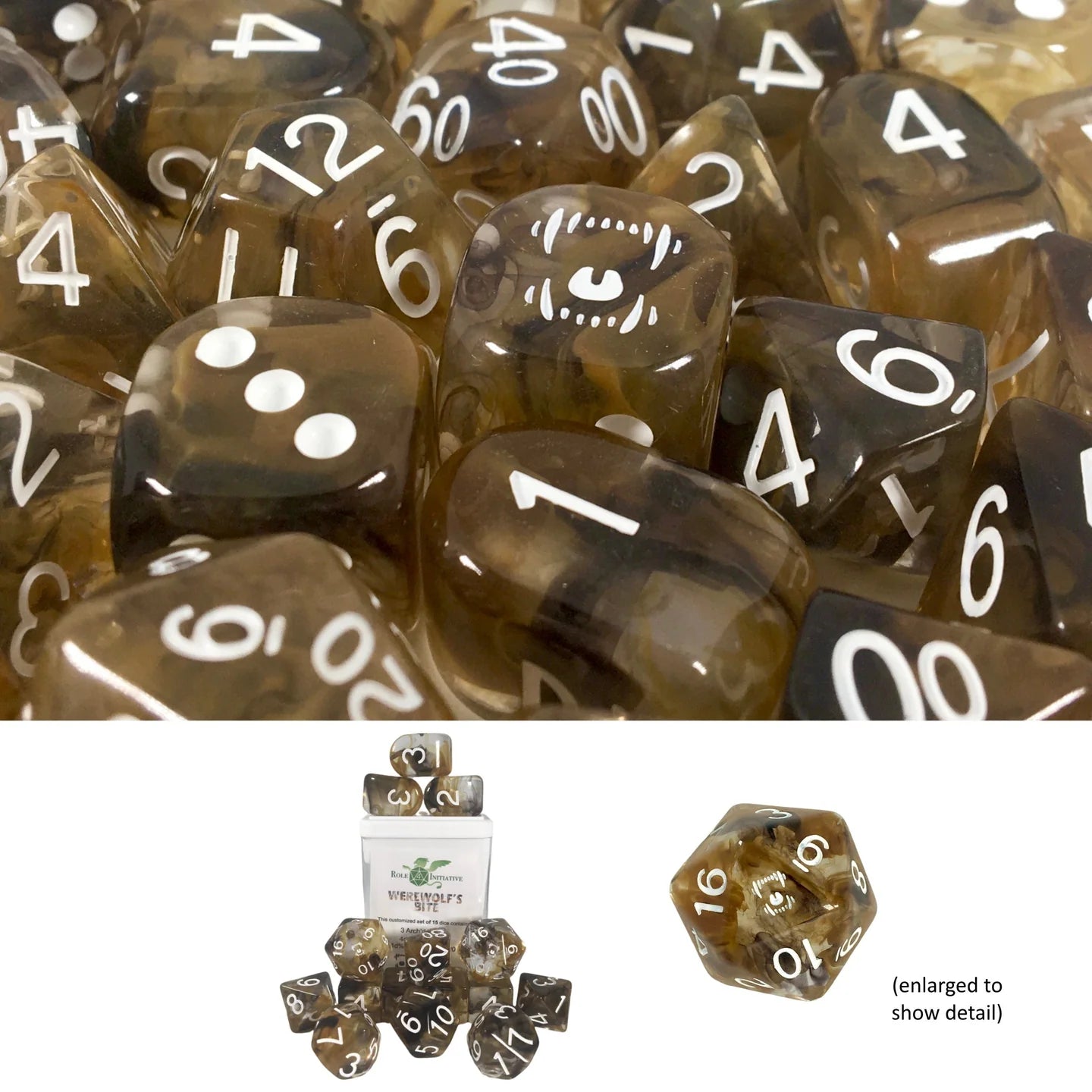 Set of 15 dice w/ Arch'd4: Werewolf's Bite w/ symbol - The Fourth Place