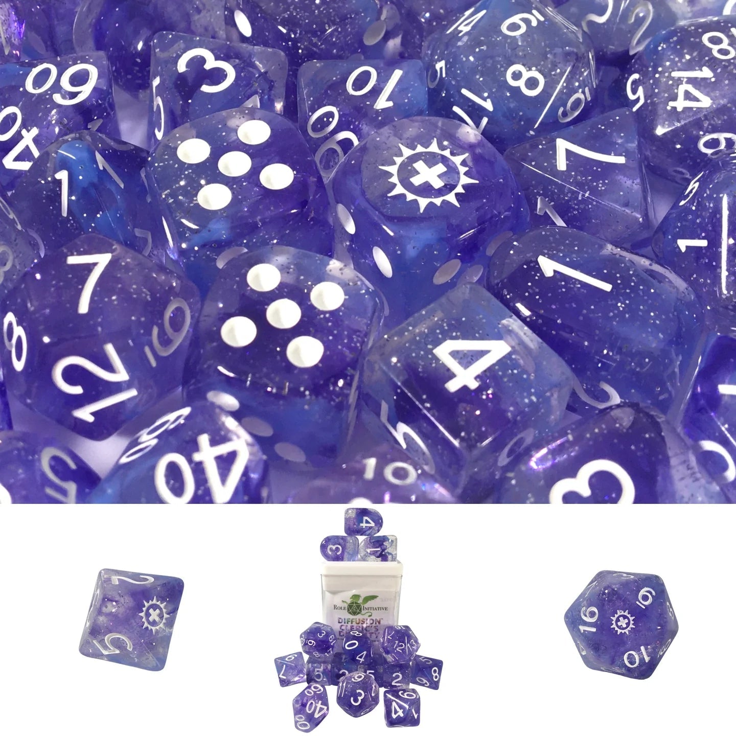 Set of 15 dice w/Arch'd4: Cleric's Divinity w/ symbol - The Fourth Place