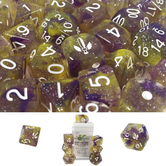 Set of 7 dice w/ Arch'd4: Paladin's Oath w/ symbol - The Fourth Place