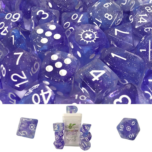 Set of 7 dice w/Arch'd4: Cleric's Divinity w/ symbol - The Fourth Place