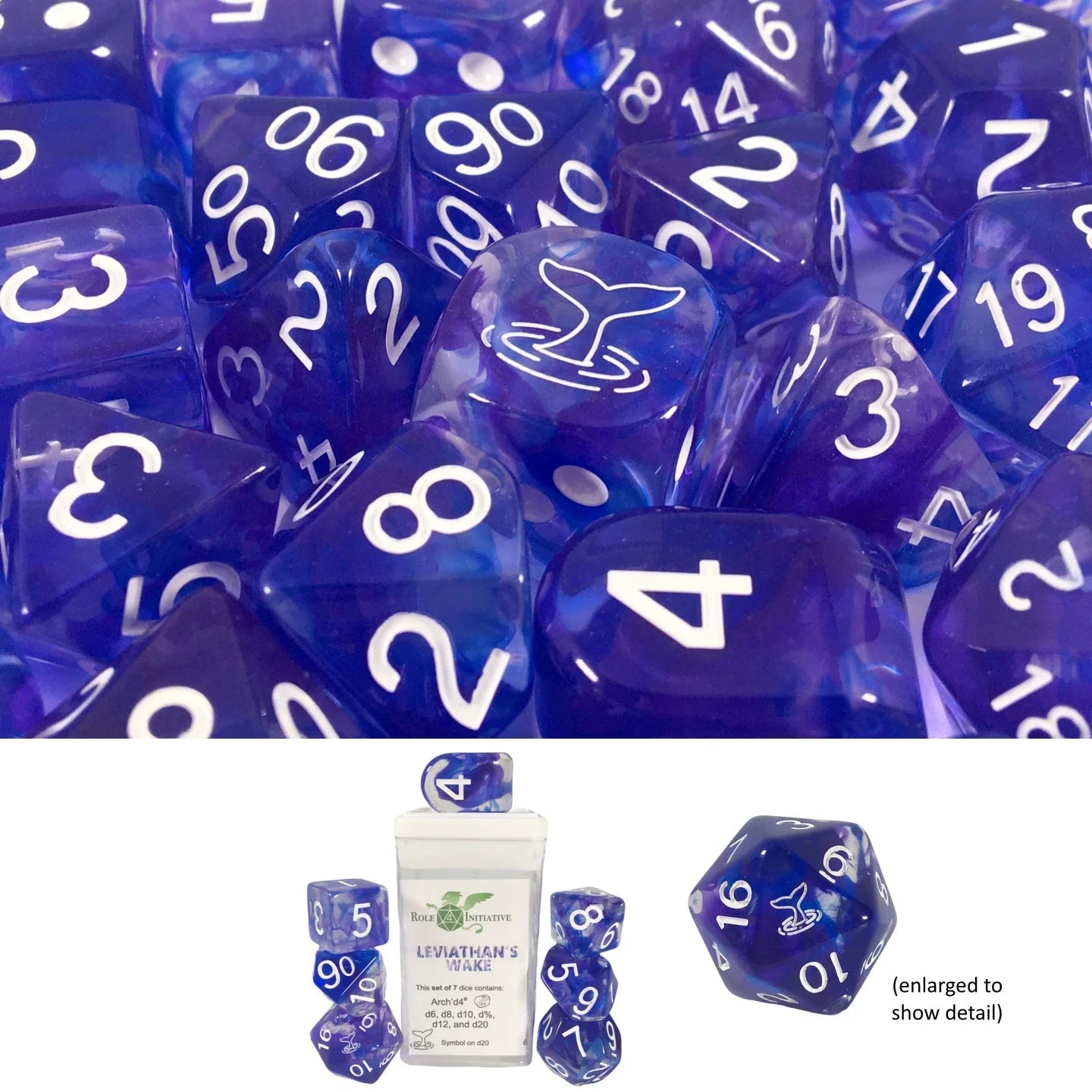Set of 7 dice w/Arch'd4: Leviathan's Wake w/ symbol - The Fourth Place
