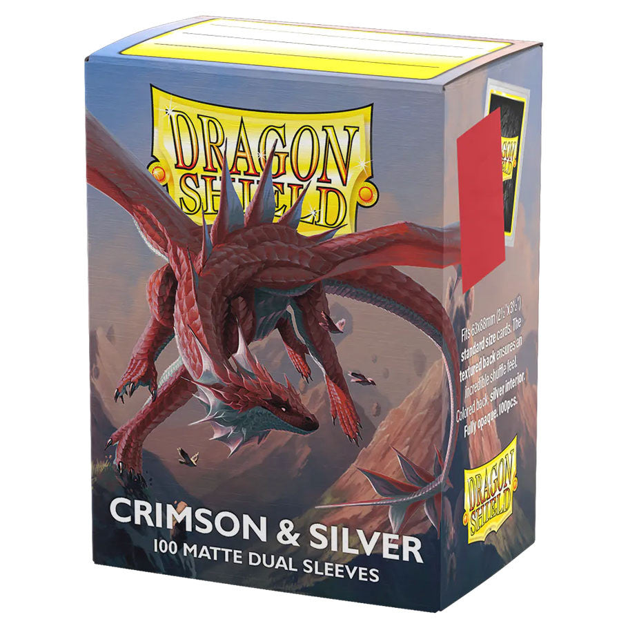 Dragon Shield Sleeves: Dual Matte: Crimson & Silver (100)