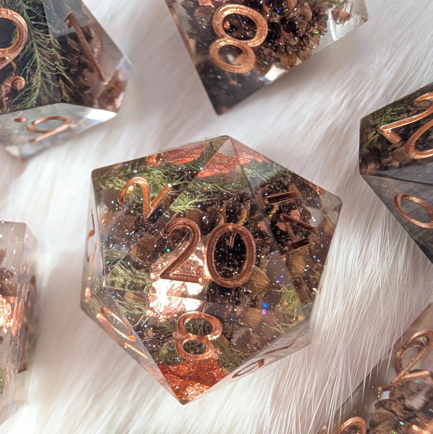 Sparkling Casuarina – Seeds of Change - Sharp Edge 7 Dice Set - The Fourth Place