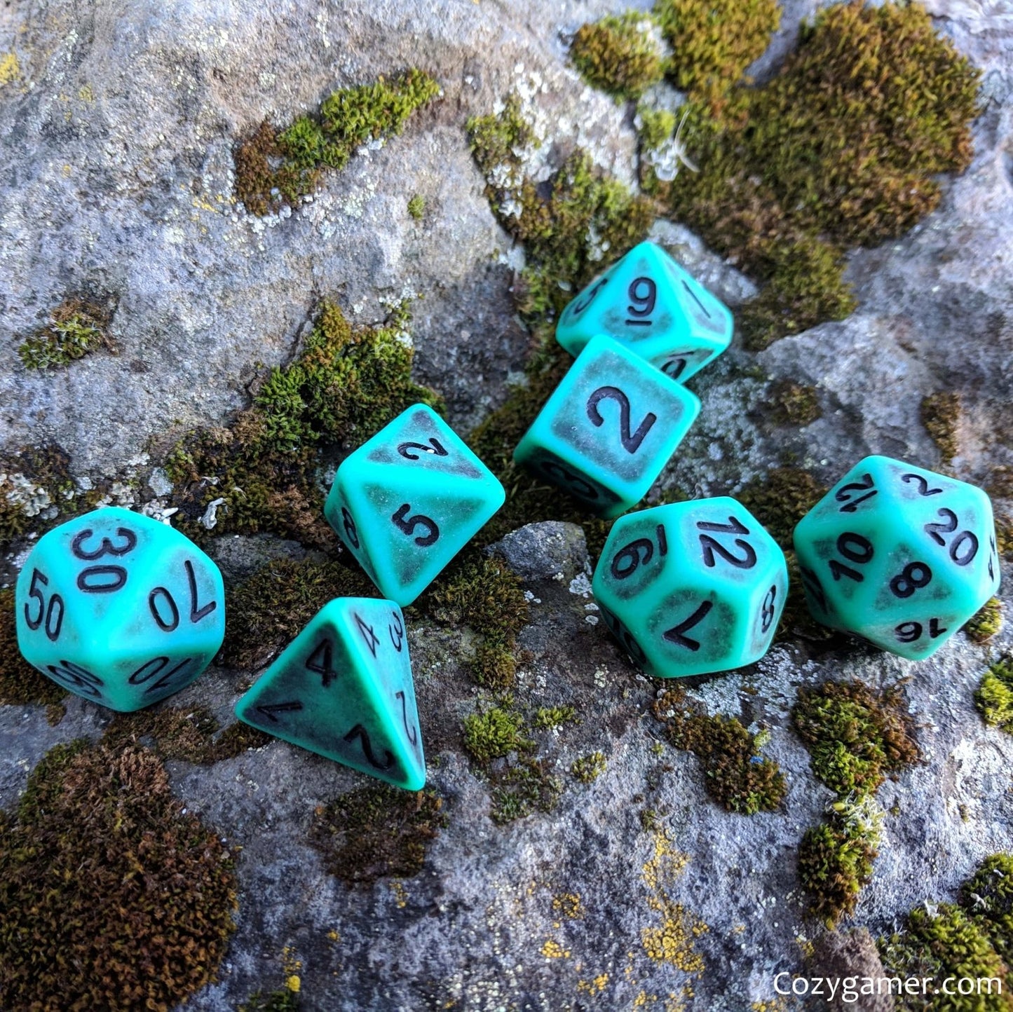 Tarnished Emerald - 7 - Piece Dice Set - The Fourth Place