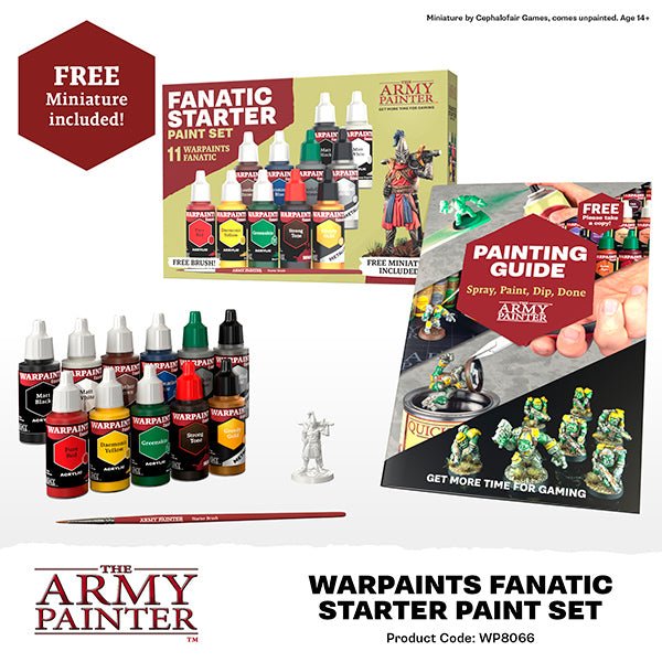 Warpaint: Fanatic Starter Paint Set (11 colors + 1 brush + 1 miniature) - The Fourth Place