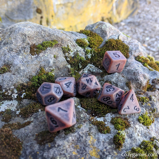 Aged Leather - 7 Dice Set - The Fourth Place