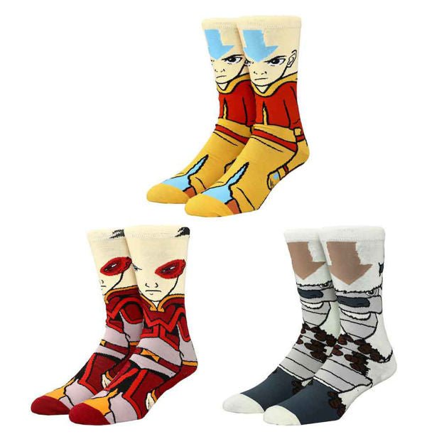 Avatar the Last Airbender Aang, Appa & Zuko 3 Pair Crew Socks - The Fourth Place