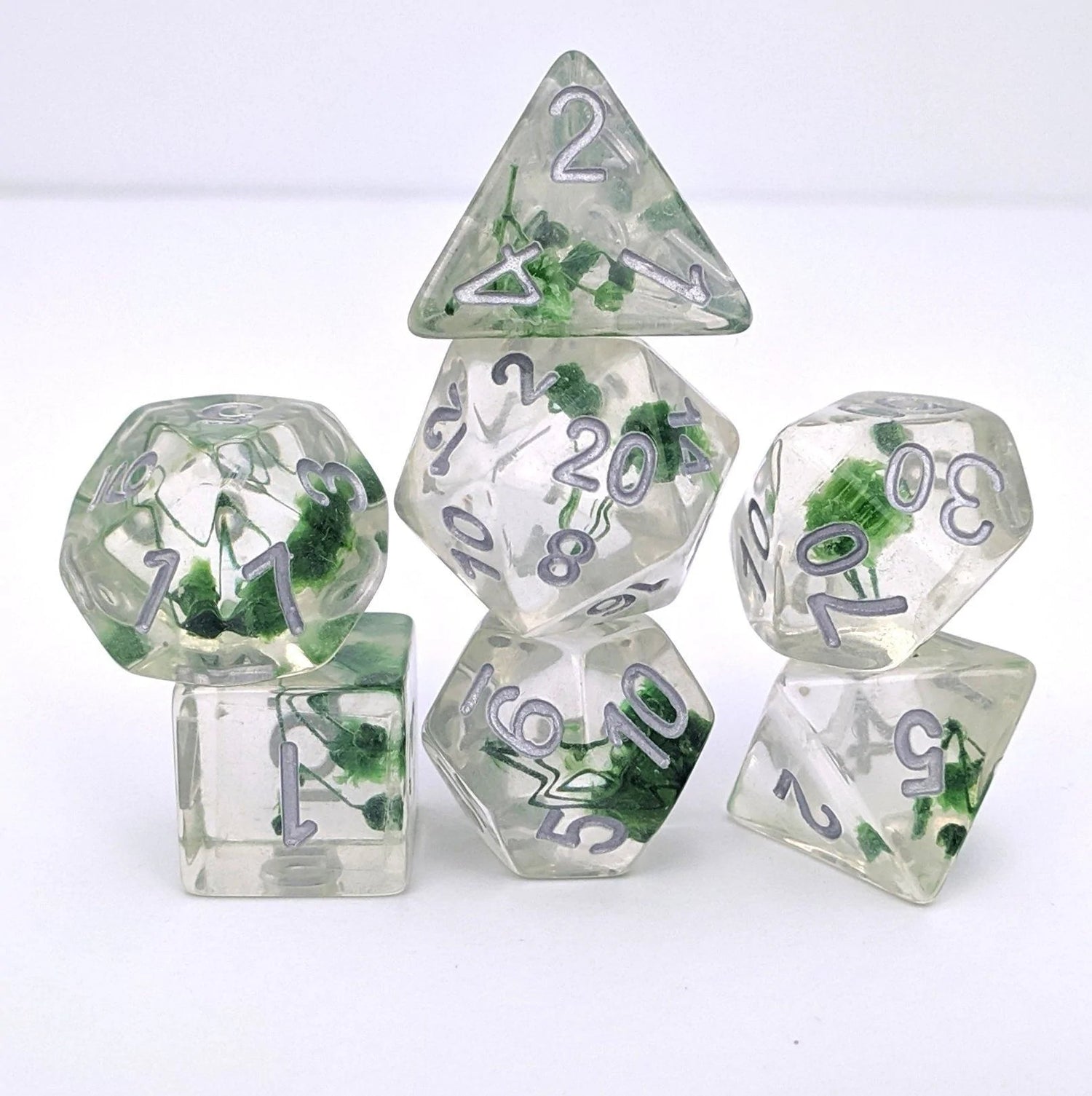 Baby's Breath - 7 Dice Set (Green Flowers) - The Fourth Place