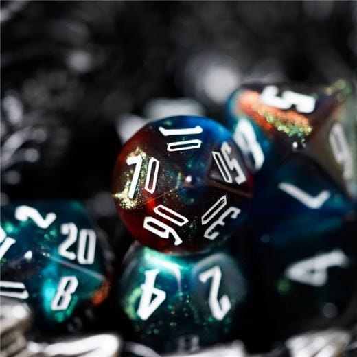 Black Spectrum - 7 Dice Set (Multicolor Glitter) - The Fourth Place