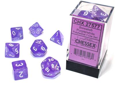 Borealis® Polyhedral Purple/white Luminary™ 7-Die Set - The Fourth Place