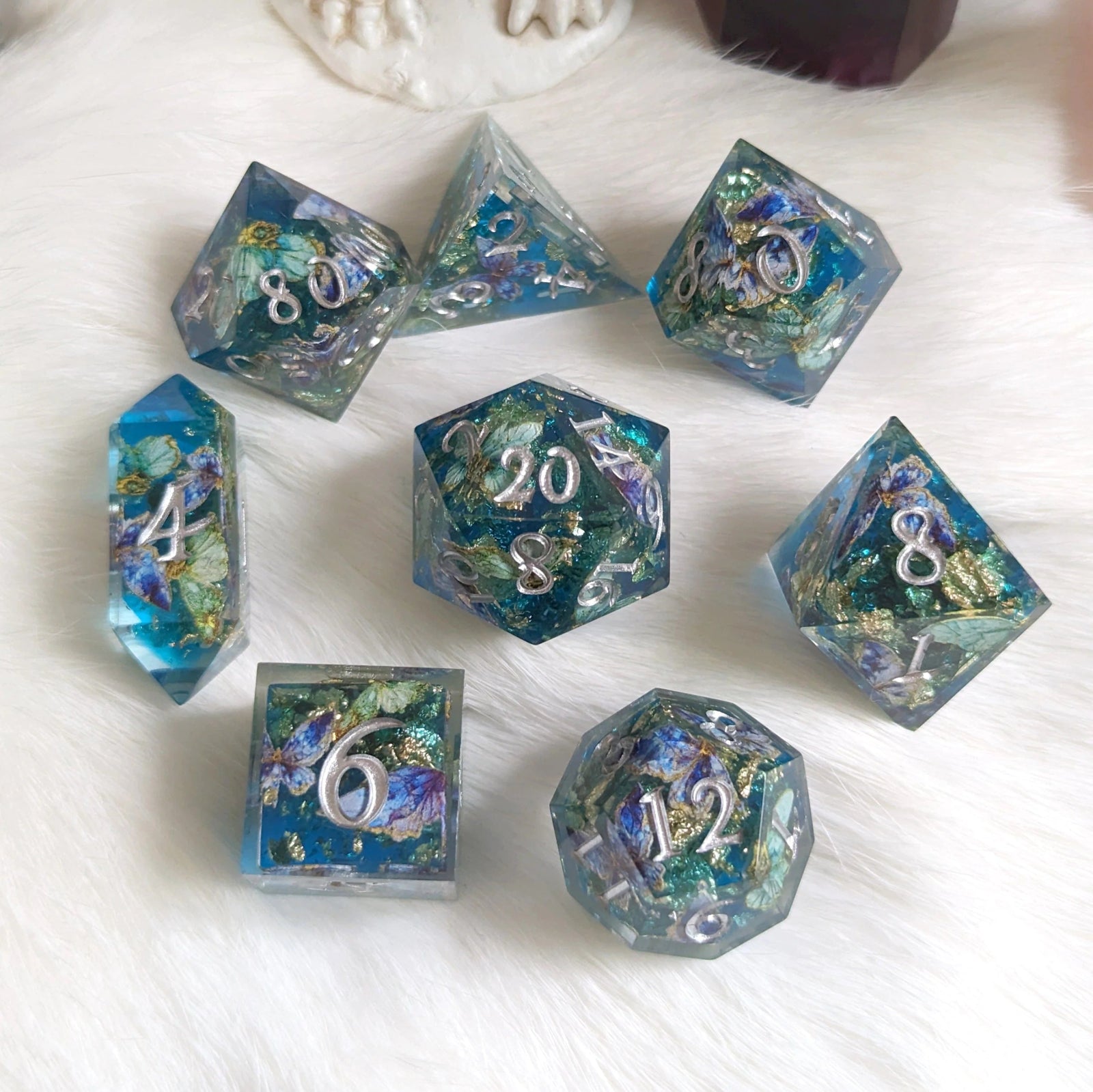 Butterfly Realm - Sharp Edge Resin - 7 Dice Set - The Fourth Place