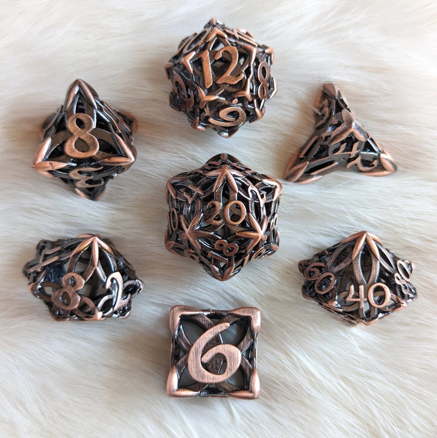 Celtic Knot (Copper) - 7 Piece Hollow Metal Dice Set - The Fourth Place