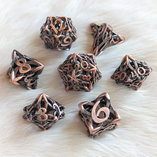 Celtic Knot (Copper) - 7 Piece Hollow Metal Dice Set - The Fourth Place