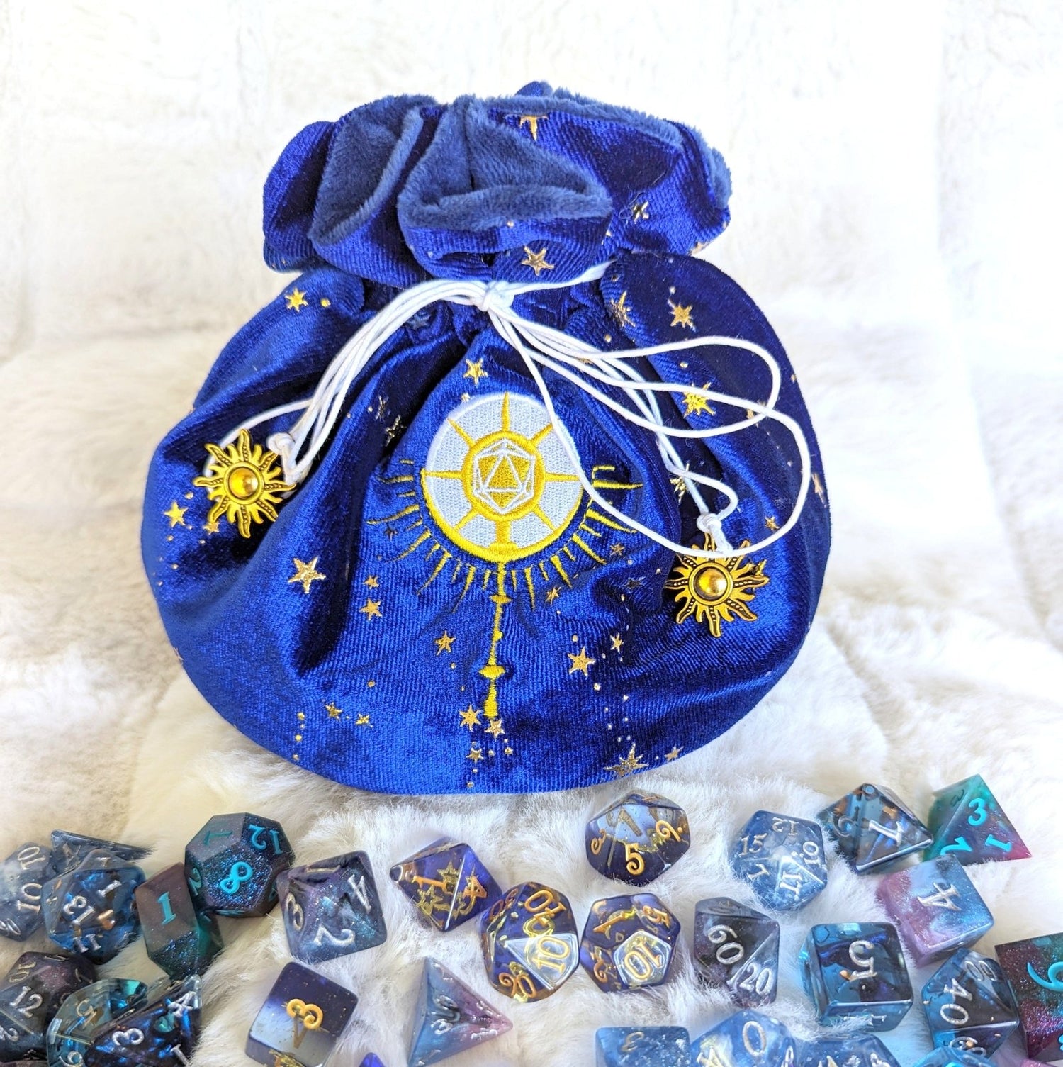 Cleric multi-pocket large dice bag (blue/gold) - The Fourth Place